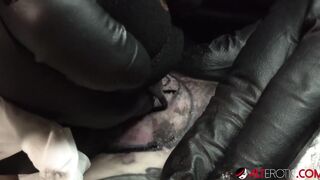 Big Boobed Cutie Marie Bossette can hardly deal with the pain of getting a new tattoo