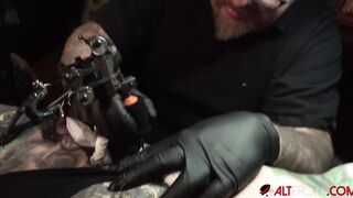 Big Boobed Cutie Marie Bossette can hardly deal with the pain of getting a new tattoo