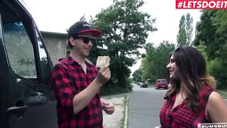 BumsBus - July Johnson Long Boobies German Teenagers Gets Cash For Hard Outdoor Sex With bbcs - LETSDOEIT