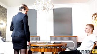 TUTOR4K Short-haired tutor and her schoolgirl have an unforgettable sex