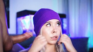 Bombshell blonde blows then riding her bf's rough penis on cam