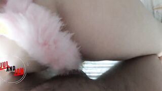Morning hardcore anal sex. Blonde take long cock deep inside her tight booty.