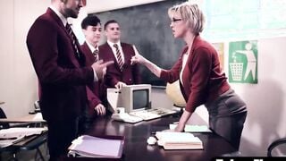 Older professor blackmailed & gangbanged by students