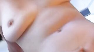 Bushy 19 yo with long natural jugs checked out by the vagina tester