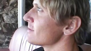 Blonde dude fingered old dark hair's snatch