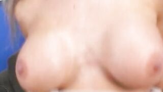 Blonde milf with perky boobies gets to taste a thick african penis on the couch