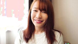 Office chick Chikako Sakurai first time on camera fucking, bald twat and nice long Japanese boobies.