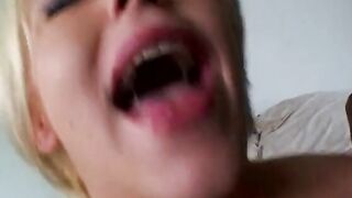 Freaky blonde sexy is fucking 2 long ebony dicks and gets her face cumshot