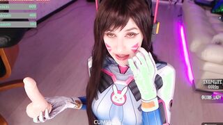 D.Va solo masturbation and sex toy sucking off