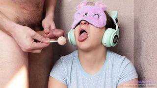 She is Addicted to Lollipops and I Trick Her to Put My Penis into Her Mouth