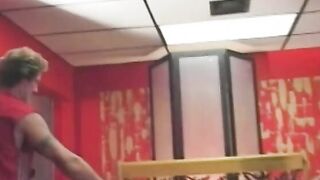 Young dark hair is blowing huge cock