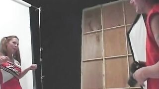 Young dark hair is blowing huge cock