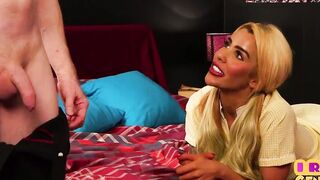 CFNM HJ and BLOWJOB cougar inside college uniform blows mature bro
