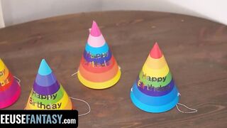 Freeuse Fantasy - Hottie Blonde Birthday Women Squirts All Over Her Stepdad And Stepsis During Three-Way