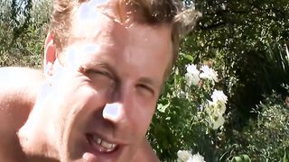Blonde big tit stepmom abused by her stepson outside