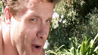 Blonde big tit stepmom abused by her stepson outside