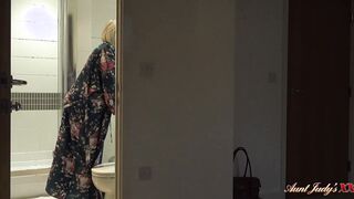 AuntJudysXXX - 59yo Big Tit Blonde GILF Amy catches her Step-Nephew watching her