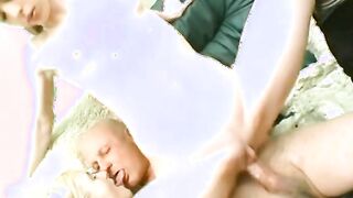 Young girls take turns blowing and being banged! by mature cock