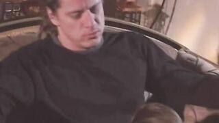 Ripped dude drills voluptuous dark hair next door into living room