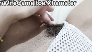 Young women cameltoe masturbating into her white underwear