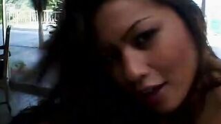 Goddess little oriental drinks a load of white cum