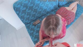 Sister wanted a tasty but get my rough penis! cheated on his sister with candy and gave his penis to suck! cummed deep into her throat