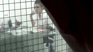 The secretary first fucks a long pvc sex toy and then gets