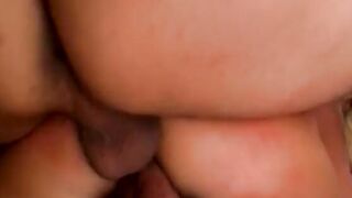 Great blonde cougar gets slammed by 2 men
