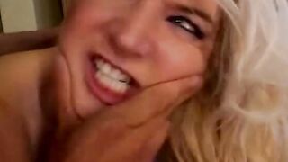 Great blonde cougar gets slammed by 2 men