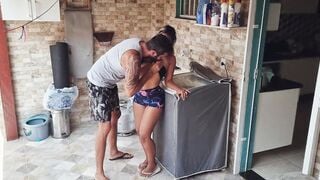 I came into the butt of my next door's Bombshell fiance who was laying out clothes into the backyard!