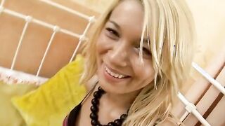 Crazy blonde gets a big sex toy and a penis inside her holes