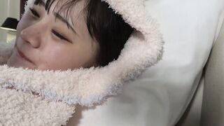 A adorable Japanese female college girl shows a voluptuous pie bread and slides cunnilingus and deldo into