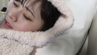 A adorable Japanese female college girl shows a voluptuous pie bread and slides cunnilingus and deldo into