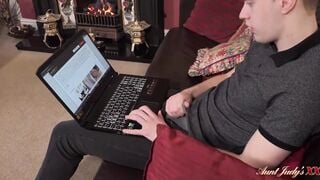 AuntJudysXXX - 40yo Step-Aunt Aurora Catches her Step-Nephew Masturbating