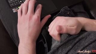 AuntJudysXXX - 40yo Step-Aunt Aurora Catches her Step-Nephew Masturbating
