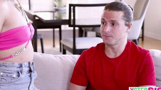 Small hispanic teenagers stepsister Aria Valencia has sensual impulses just like her long penis stepbro