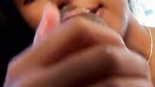Ebony stud launches his huge and wide dick into tight cunt