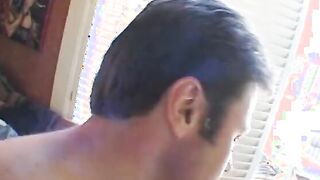 MFF 3some into the sunroom with 1 ebony and 1 white women swapping cumload into the