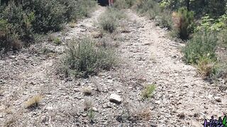 Risky masturbation on a hiking trail