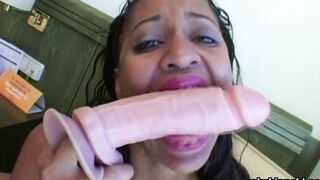Young Cuban masturbates a huge vibrator