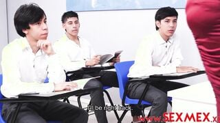 Analía Lipha gets nailed by three young boys