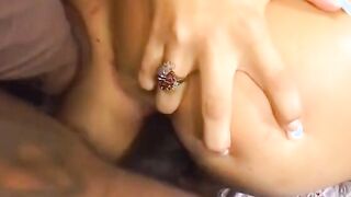 Ebony bro with monstrous penis thrusts it into blonde's tight pussy