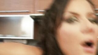 Young step daughter loves getting nailed into the kitchen