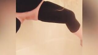 Pee into the shower at the request of a fan - Version one