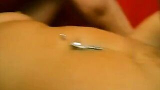 2 dudes pounded a older blonde on couch after getting double blowjobs