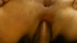 2 dudes pounded a older blonde on couch after getting double blowjobs