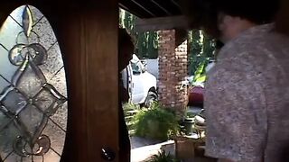 Crazy red haired drinks cumload from a glass after getting double penetrated