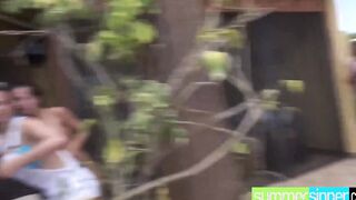 SummerSinner.com - Freaky inked sexy with long boobies Enjoying being doggy screwed while blowing a penis public