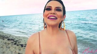 Miami Beach bimbo fucks big black cock on beach