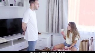 Slim Young Blonde Teenagers Step Sister Family Sex With Huge Dick Brother - Eveline Dellai